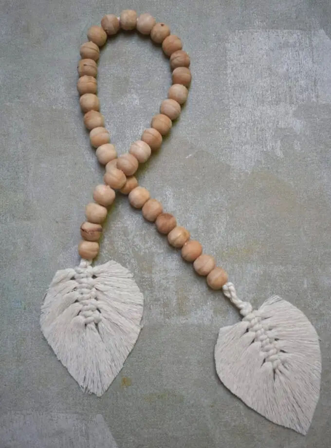 Leaf Wood Bead Garland with Tassels