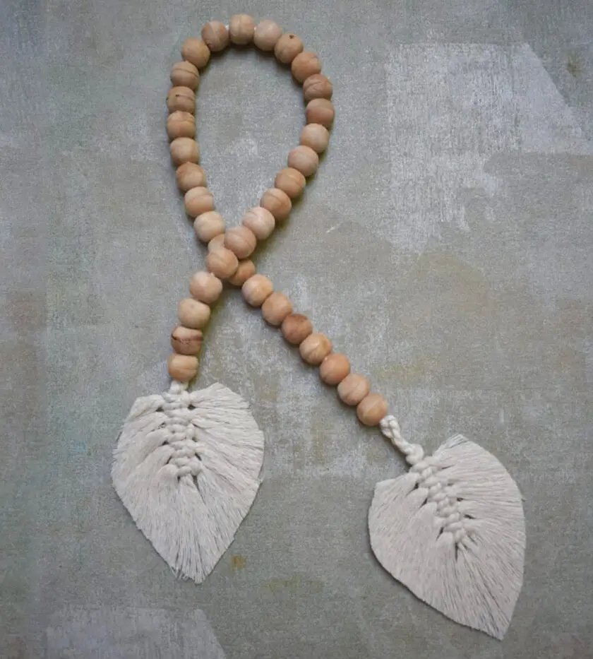 Leaf Wood Bead Garland with Tassels
