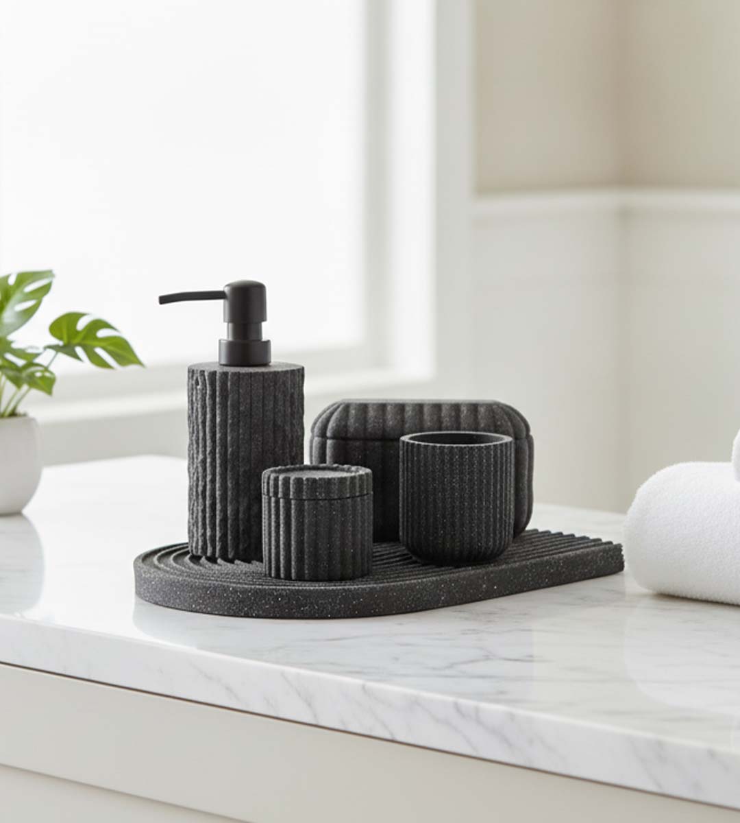 Aurelia Ribbed Bathroom Set - Image 2